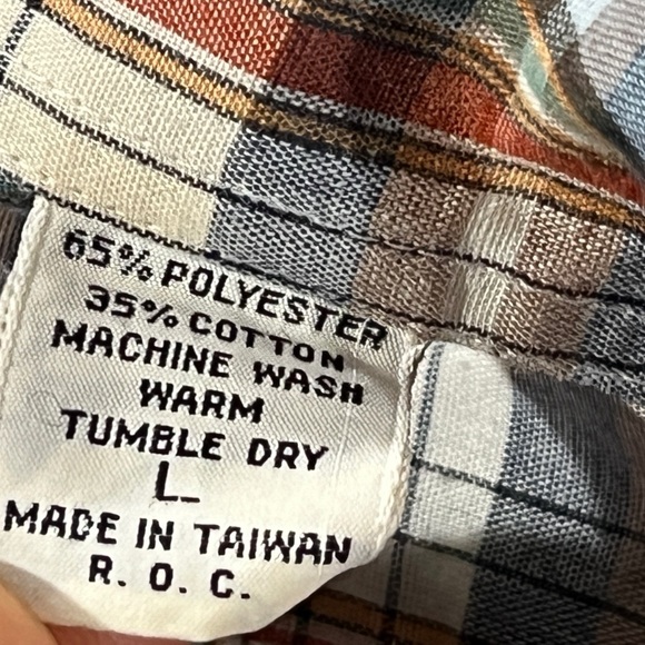 Vintage 80s Plaid Button Down Shirt Bambergers 1980s Short Sleeve Shirt - Picture 5 of 5